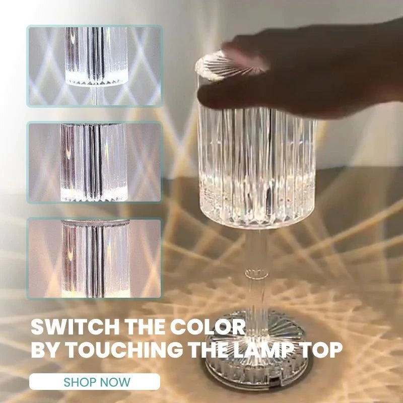 Crystal Table Lamp Touch Remote Control Night Lamp Rechargeable Bedside Lamp Night Lights Acrylic Home Decor Lighti Decoration