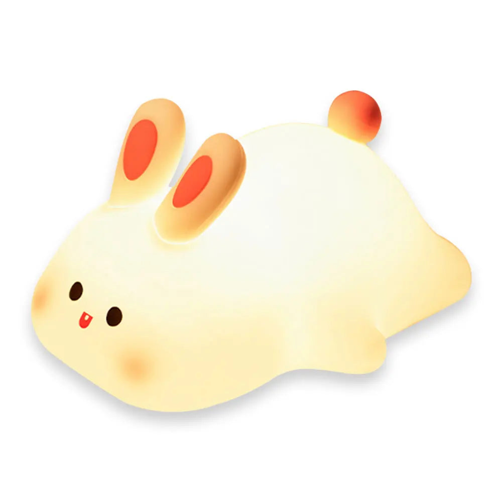 LED Cute Rabbit Silicone Lamp USB Rechargeable Timing Bedside Decor Light 3 Level Dimmable Breastfeeding Nursery Night Light