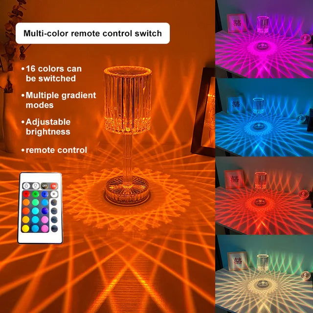 Crystal Table Lamp Touch Remote Control Night Lamp Rechargeable Bedside Lamp Night Lights Acrylic Home Decor Lighti Decoration