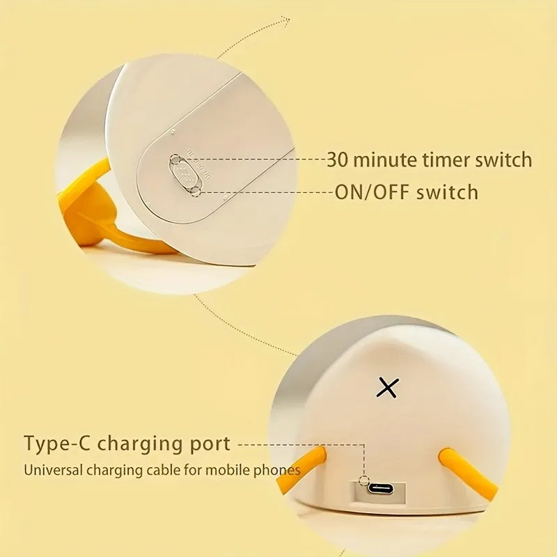 Rechargeable Silicone Duck Night Light USB Touch Control 3 Modes Warm White Light Cute Decor for Kids Room Nursery Birthday Gift