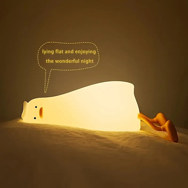 Rechargeable Silicone Duck Night Light USB Touch Control 3 Modes Warm White Light Cute Decor for Kids Room Nursery Birthday Gift