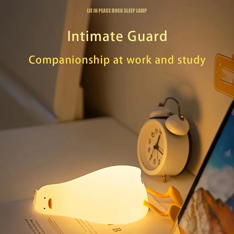 Rechargeable Silicone Duck Night Light USB Touch Control 3 Modes Warm White Light Cute Decor for Kids Room Nursery Birthday Gift