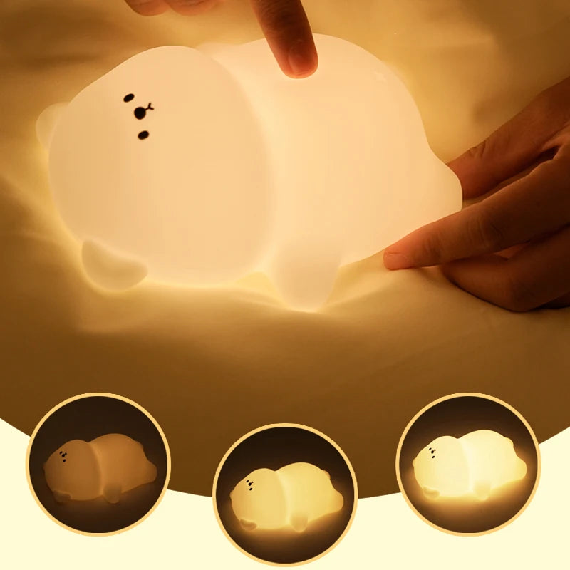 Night Light for Kids 2 Brightness Silicone Nursery Sleeping Light Portable USB Rechargeable Bedside Lamp For Baby's Room