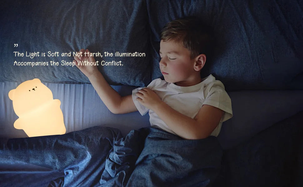 Night Light for Kids 2 Brightness Silicone Nursery Sleeping Light Portable USB Rechargeable Bedside Lamp For Baby's Room